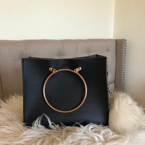 Circle Handle Mini Tote with Pom-Pom